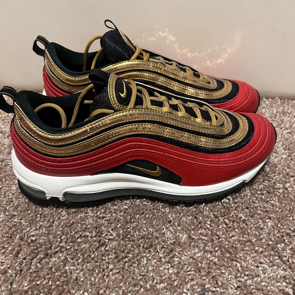 Nike Air Max 97 Gold Sequin University Red